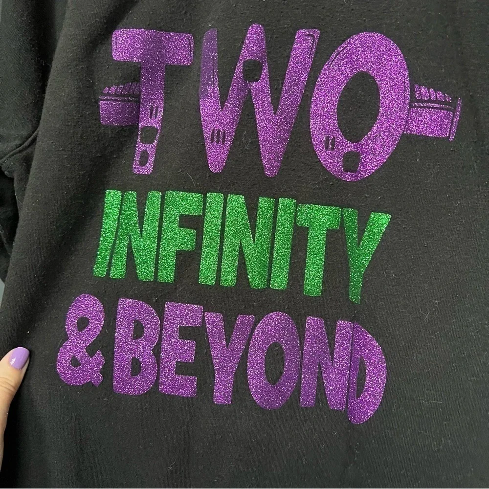 Disney Black Toy Story Two Infinity & Beyond Sparkly Crewneck Sweatshirt Medium